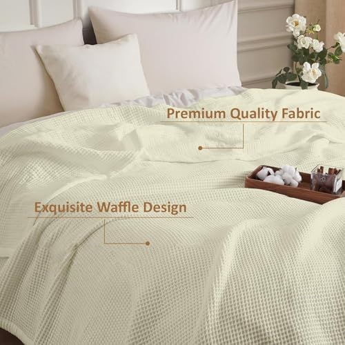 NON Sticky cotton 100% Cotton Waffle Weave Blanket, Lightweight Summer