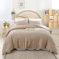 weigelia Queen Comforter Set with Sheets - Taupe 7 Piece Bed in a Bag