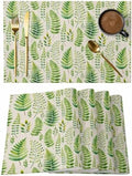 Placemats Set of 8, Spring Leavse Woven Placemat, Linen Place Mats for