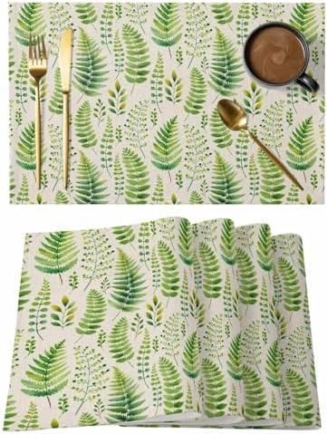 Placemats Set of 8, Spring Leavse Woven Placemat, Linen Place Mats for