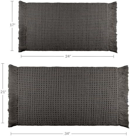 Bathroom Rugs - 2-Piece Waffle Bath Mat Set for Boho Bathroom Decor