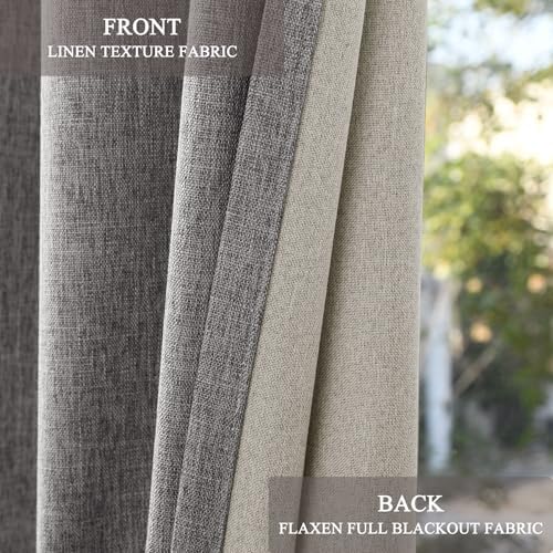 Fcosie Total Blackout Thermal Curtains 84 Inches Long Linen Texture