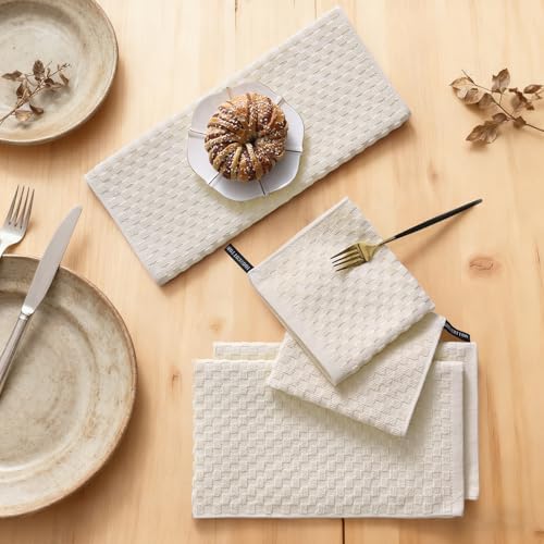 Homaxy 10 Pack 100% Cotton Kitchen Towels and Dishcloths Set, Beige
