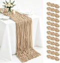 12 Pack Beige Cheesecloth Table Runner, 17x108 Inch 9FT Semi Sheer