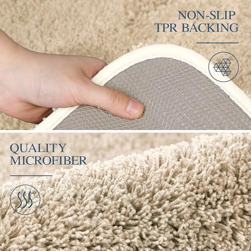 Walensee Shaggy 2 Piece Bath Rug Set, (20 x 32, 2 Pack Set, Beige)