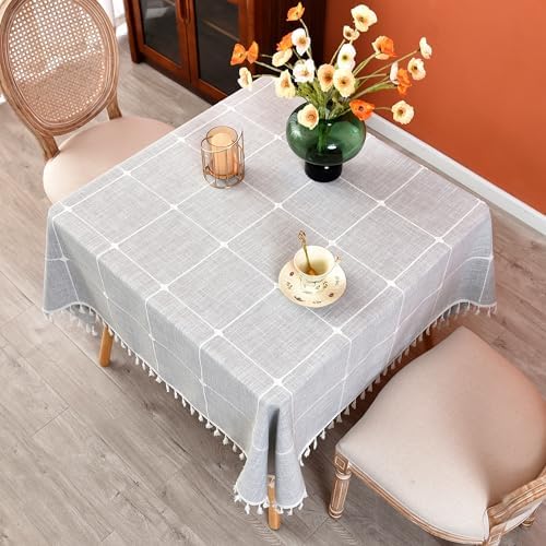 Plaid Farmhouse Tablecloth Checkered Cotton Linen Heavy Weight Table