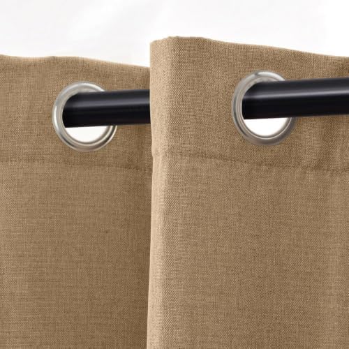 Superior Linen Textured Blackout Curtain Set of 2, Thermal Insulated