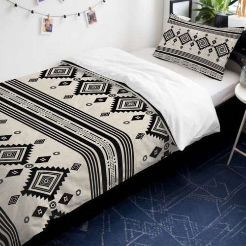 Beige Boho Southwestern Duvet Cover Queen Size,Quilt Cover 90"x90"