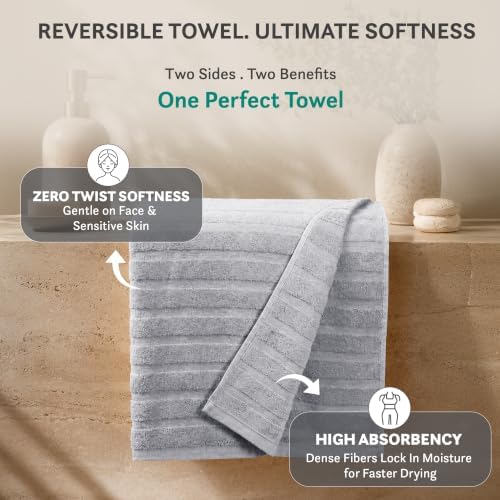 TRIDENT Gray Bath Towels Set of 4, 100% Cotton Quick Dry Towels for