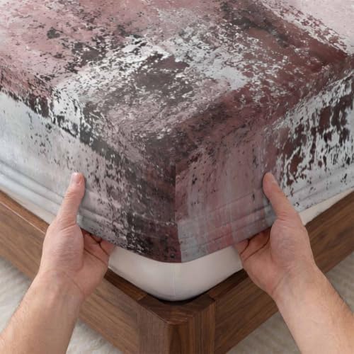Fitted Sheets Elastic Deep Pocket Bed Sheet Twin XL Red Gray Graffiti
