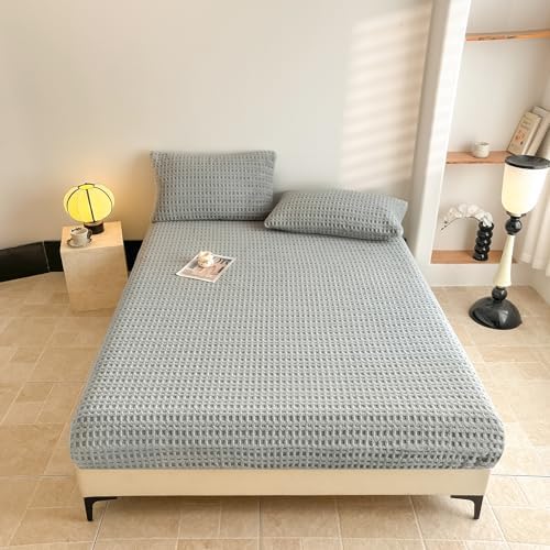 Waffle Weave King Fitted Sheet Deep Pocket 15" - Ultra Soft Textured