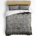 Duvet Cover Set Queen, Gray Mottled Gradient Geometric 3 Piece Bedding