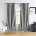 MUMFAS 120 inch Light Grey Velvet Blackout Curtains for Living Room