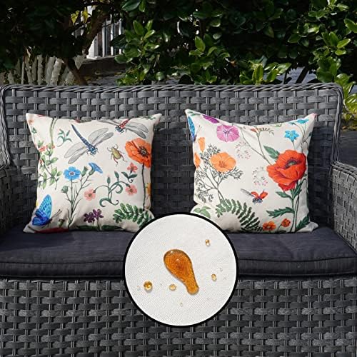 ONWAY Spring Summer Outdoor Waterproof Pillow Covers Set of 4 Floral