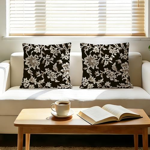 Vintage Floral Decorative Throw Pillow Covers 18 x 18 Set of 2
