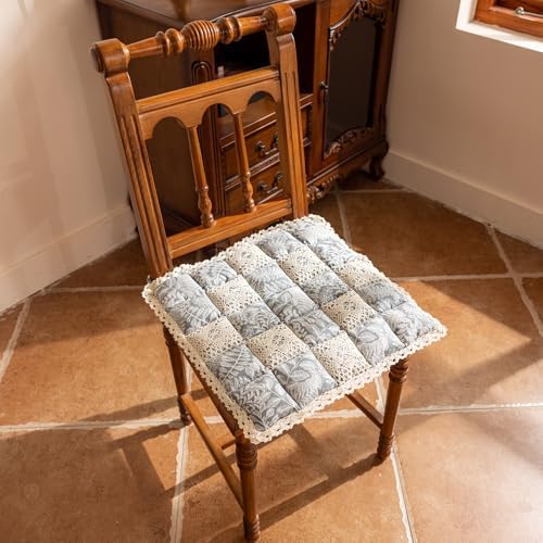 vctops Boho Patchwork Quilted Chair Cushions with Ties Cotton Linen