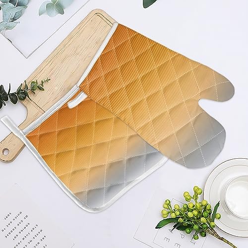 Quilted Cotton Terry Cloth Oven Mitt, Pot Holder Orange Grey Gradient
