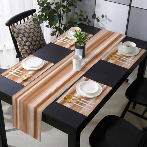 Brown Foggy Ombre Table Runner and Placemats Set of 6 Contemporary
