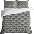 Grey Boho Duvet Cover Queen Size, Farmhouse Neutral Chic Abstract