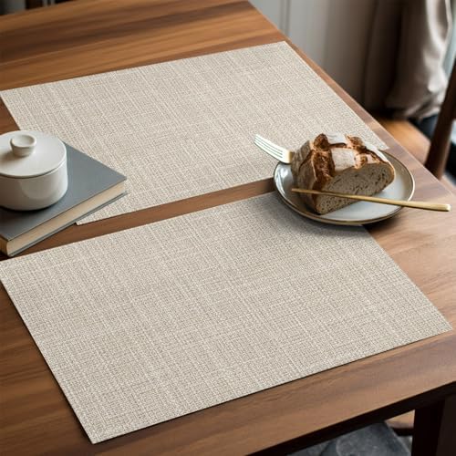 Round Placemats Set of 12 Minimalist Cream Beige Place Mats Rustic