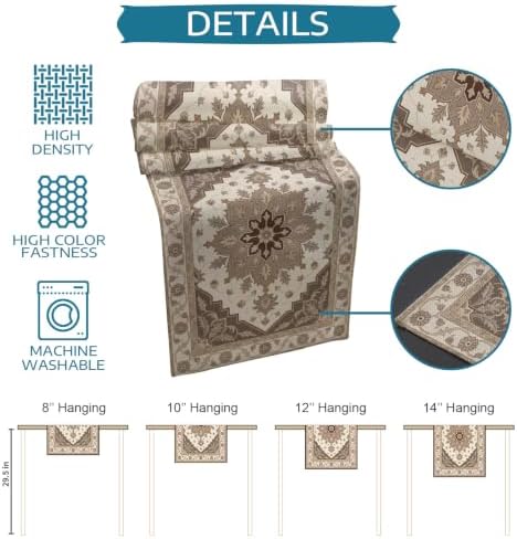 Beige Retro Boho Table Mats Set of 6 with Table Runner 90 Inches
