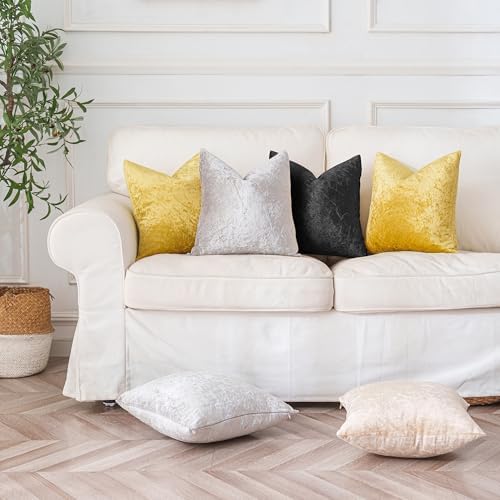 NiNi ALL Black Velvet Throw Pillow Covers 18x18 Set of 2 Sofa Couch
