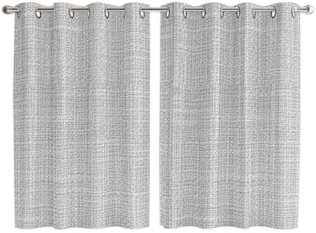 Rustic Light Gray Window Curtains 63 Inch Length 2 Panels Set