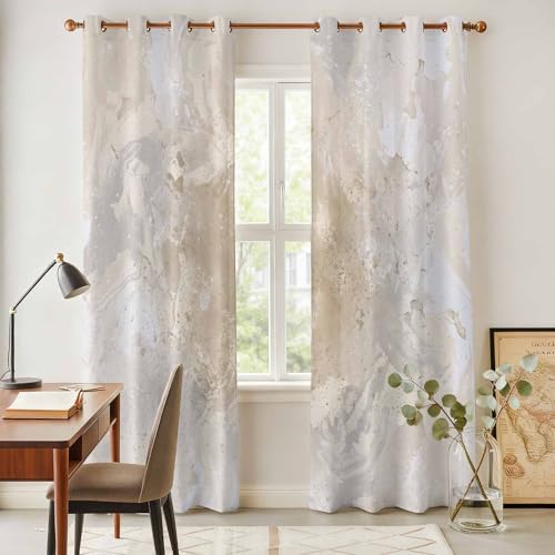 Beige Window Curtains Panels with Grommet,Modern Minimalism Gradient
