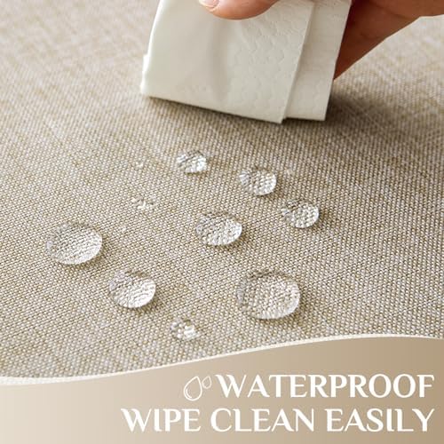 Softalker Small Tablecloth Beige 52x70 Inch Rectangle Linen Textured