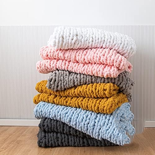 Chunky Knit Blanket Grey Chenille Yarn Tight Chunky Knit Throw Blanket