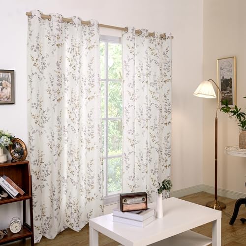 BGment Brown Linen Curtains for Bedroom 63 Inch Length 2 Panels