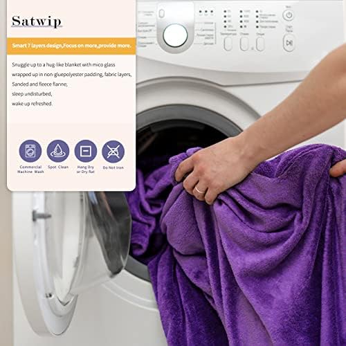 Satwip Weighted Blanket 10 Pounds Purple Fuzzy Warm Flannel Bed