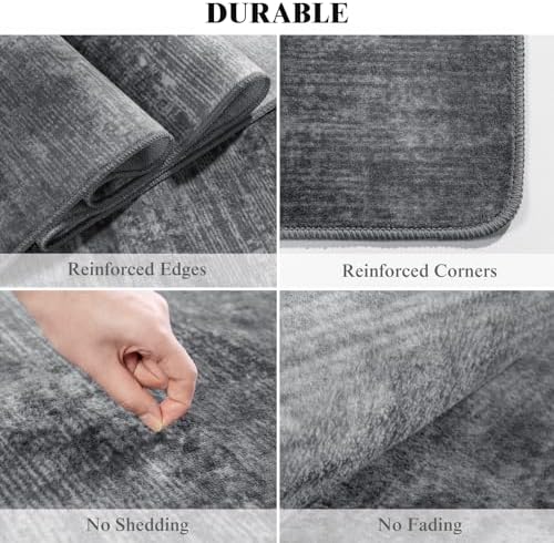 LIANLAM 2x6 Washable Runner Rugs, Gray Stainproof Non-Slip for Hallway