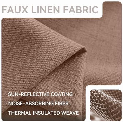 PFAS Free Mocha Linen Curtains 96 inch Length 2 Panels Set 100%