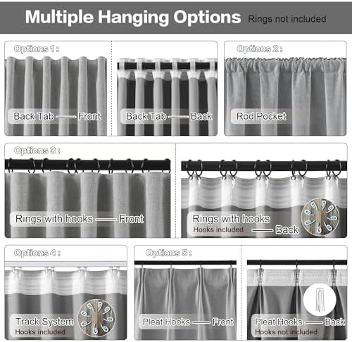 RAIN CITY Grey Blackout Curtains&Drapes 120 Inch Long Set of 2