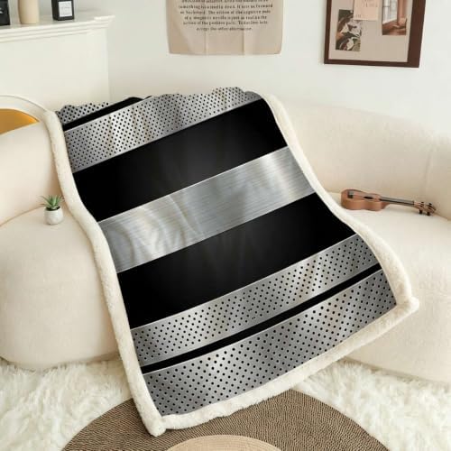 Industrial Metal Double-Layer Sherpa Fleece Throw Blanket 60”x 80”