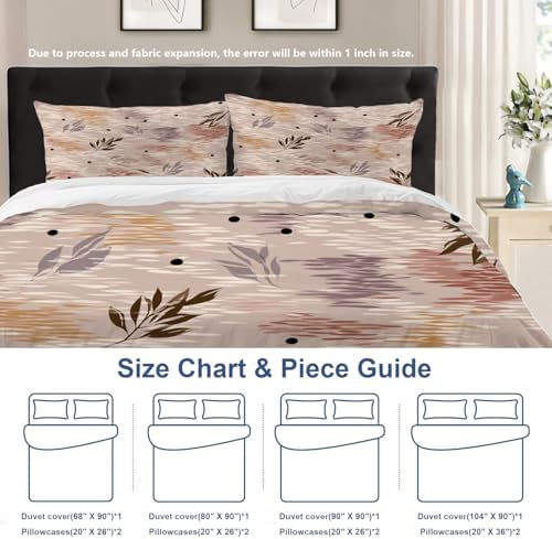 Batmerry Dot Leaf Queen Size 100% Cotton Duvet Cover Sets, Soft