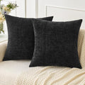 MIULEE Soft Chenille Throw Pillow Covers Black 18x18 Inch Pack of 2