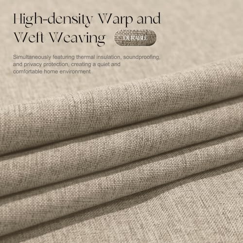Etherealveil 100% Blackout Pinch Pleated Linen Curtains 2 Panels