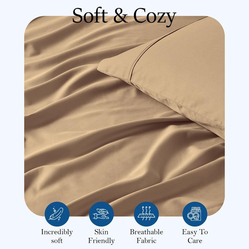 (Pack of 1) Flat Sheet Only, Full-XL (81x102) Size - Soft 100% Cotton