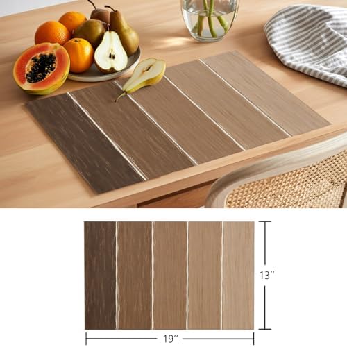 Round Placemats Set of 8 Minimalist Wood Grain Place Mats Neutral
