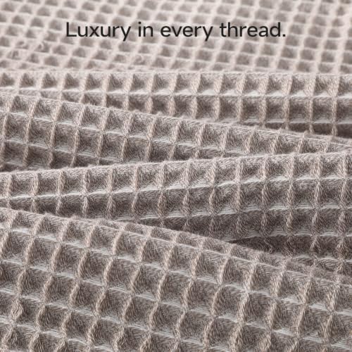 REDKISS 2 Pack Taupe Waffle Hand Towels for Bathroom, 100% Cotton