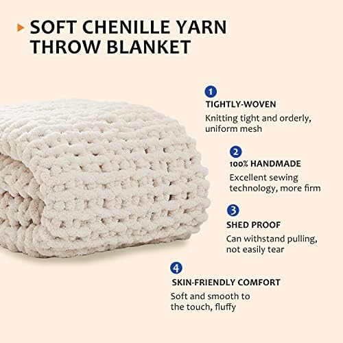 L'AGRATY Chunky Knit Throw Blanket for Couch, 30'' x 40'' Knit Throw