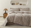 SUSYBAO King Size Duvet Cover Cotton Linen 3 Pieces Set 1 Taupe