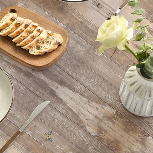 Horaldaily Spring Tablecloth 60 x 60 Inch Square Flowers Brown Wood