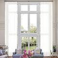 Fcosie Beige White Extra Long Natural Linen Curtains 120 Inches Long
