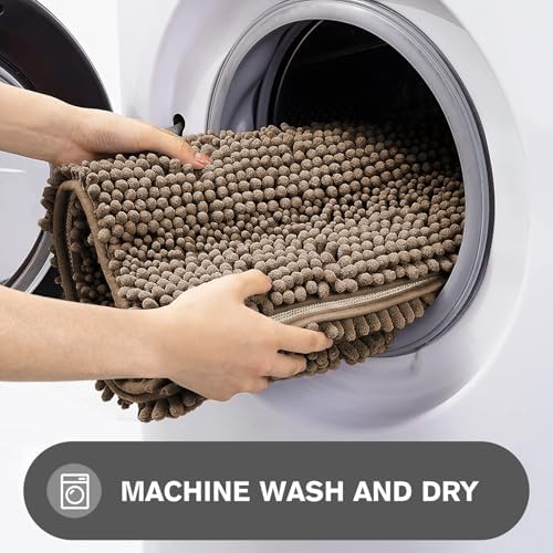 Taupe Bathroom Rugs Sets 2 Piece – Absorbent and Washable Bath Mat