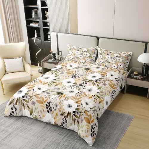 Feelyou Kids Boho Daisy Flower Duvet Cover 100% Cotton Queen Size