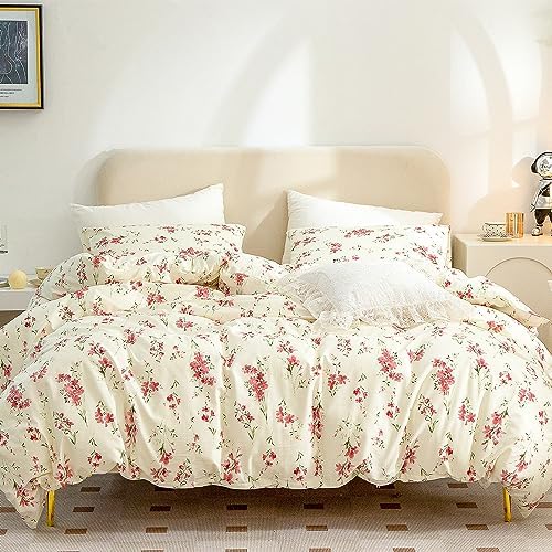 CottonLife Floral Queen Duvet Cover 100% Brushed Microfiber 3 Pieces
