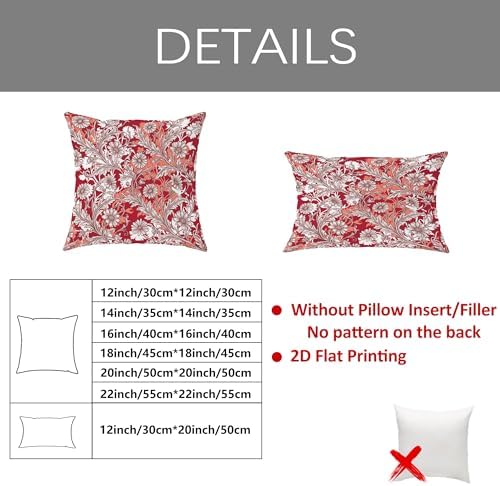 Flower Throw Pillow Covers Set of 2, Vintage Elegant Leaf Floral Fall